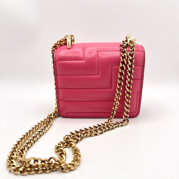 Authentic JIMMY CHOO Candy Pink Micro Avenue Quad Gold Chain Shoulder Bag - Picture 4 of 9